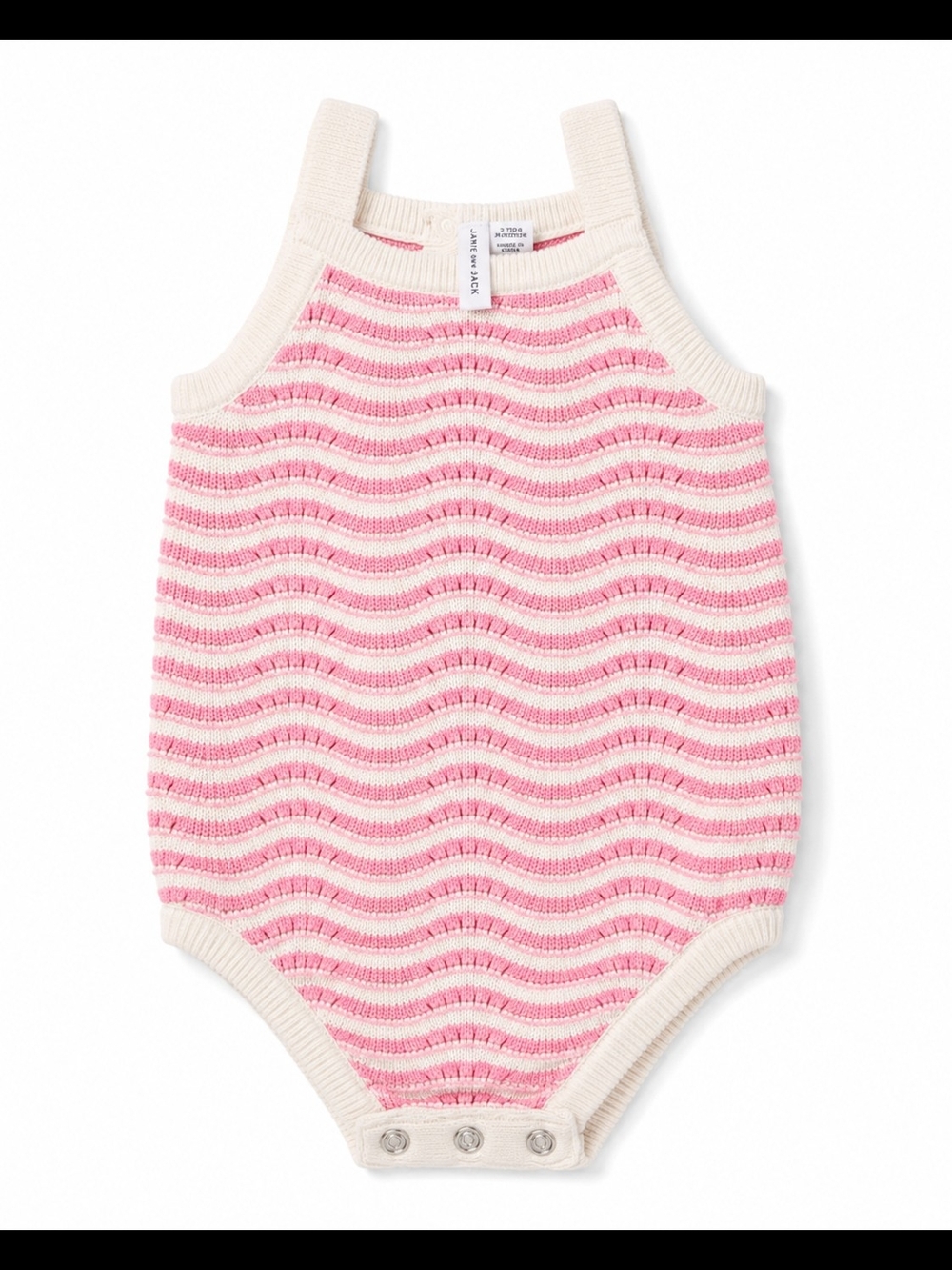 Janie and Jack Pink Stripe Knit Romper 3-6M